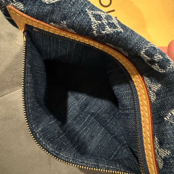 Louis Vuitton Blue Denim Monogram Clutch Push Lock Pochette Plat - Picture 8 of 16